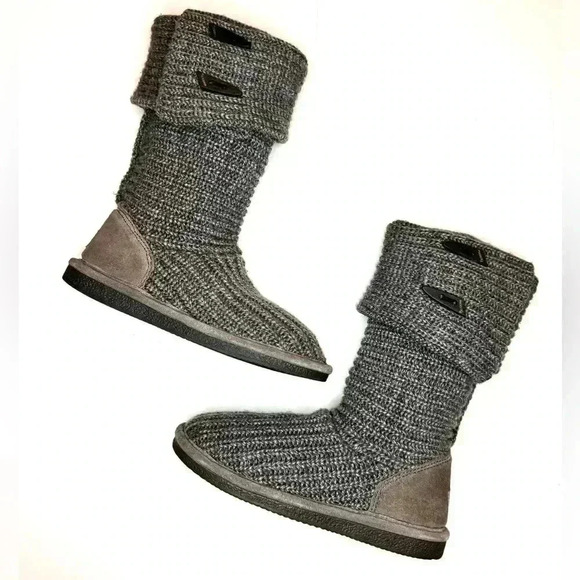 BEARPAW Women's Gray Knit Tall Winter Boot US Size 7 - Picture 7 of 9